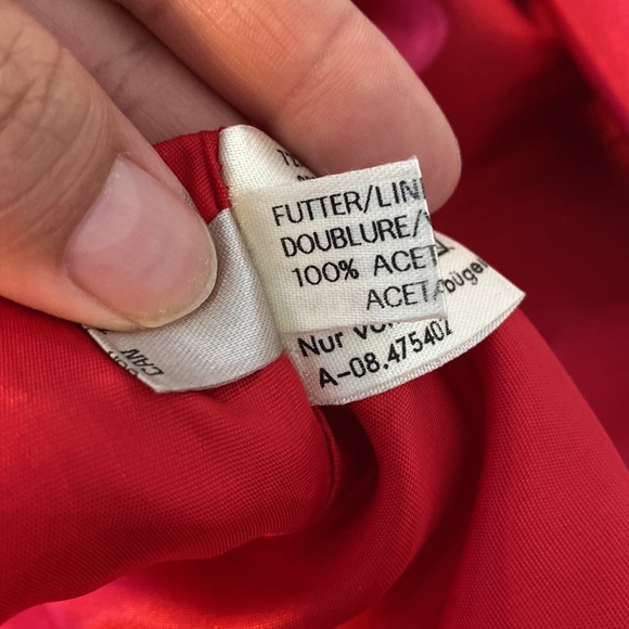 Vintage Sandra Pabst Red Dress with Real Fur - Picture 7 of 8